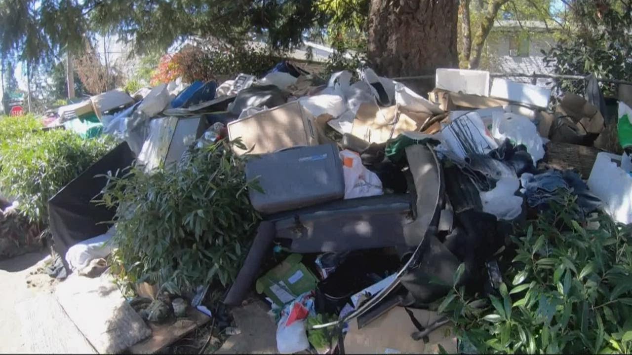 One pile of trash in NE Portland has caused a rat infestation, caught fire
