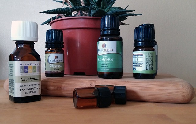 Essential oils on a table
