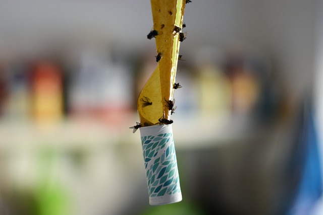 sticky paper mosquito trap filled with house flies